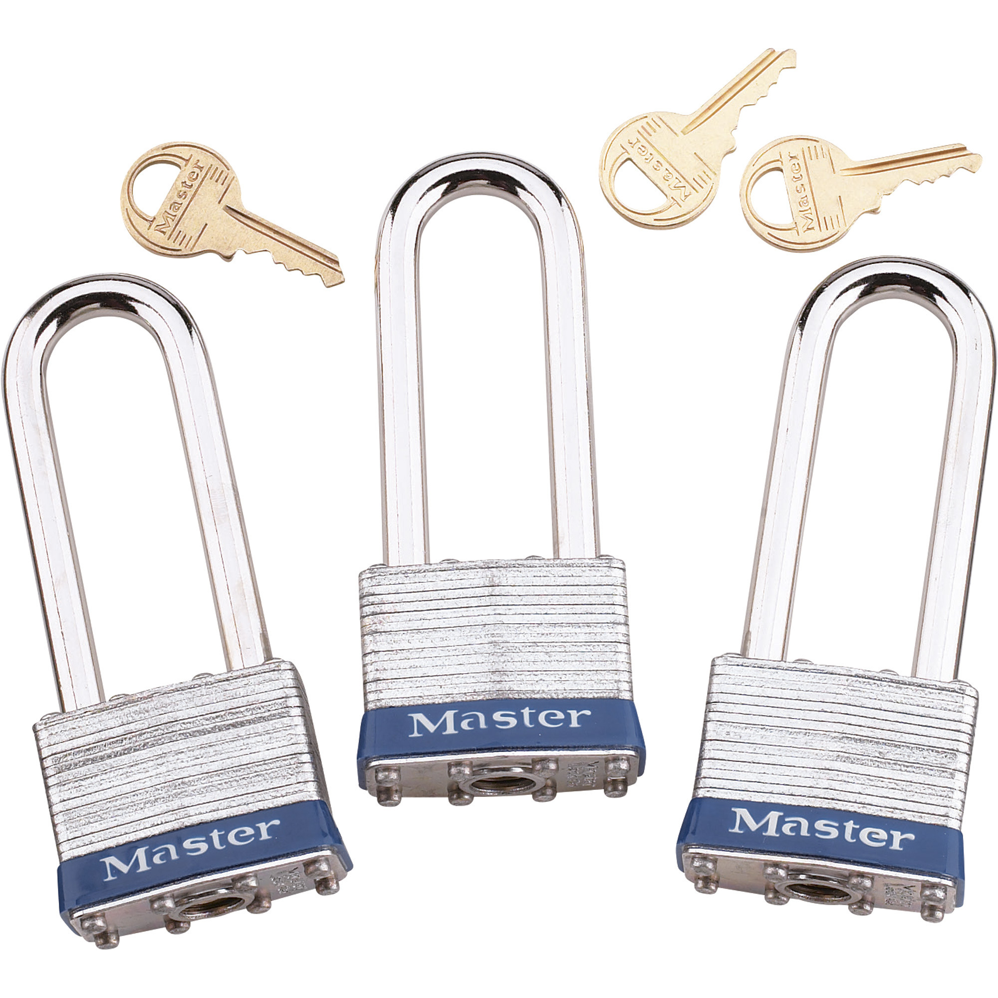 Master Lock 3-Pk. 1 3/4in. Laminated Steel Pin Tumbler Padlocks, Model# 1TRILJ